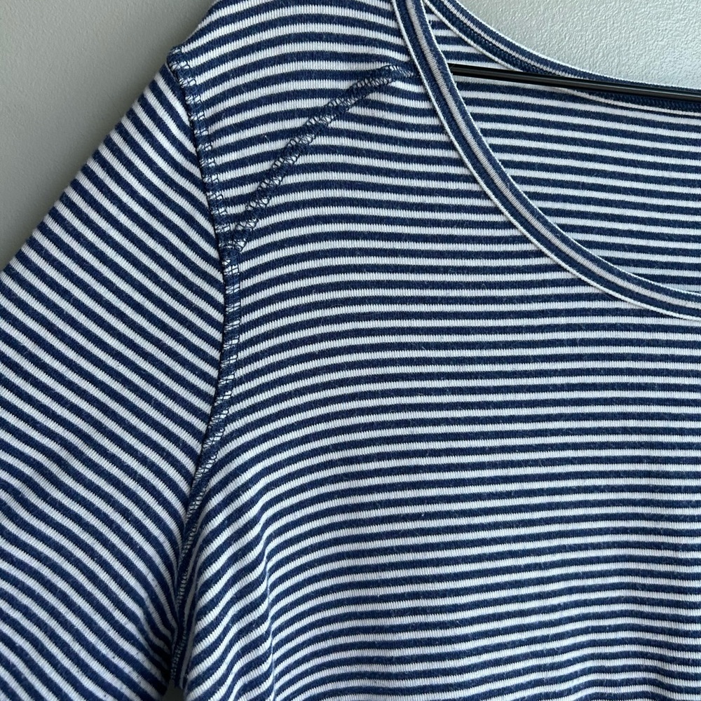 Talbots Navy and White Striped Long Sleeve Top